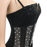 Emily Ratajkowski Dress Rhinestone Sequin Mesh Sexy Sleeveless Split Dress