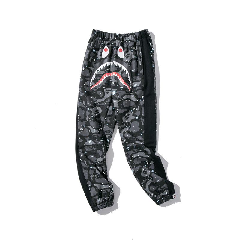Shark Print Pant Shark Head Print Luminous Starry Sky Trousers Men's and Women's Casual Pants Sweatpants