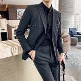 Double Brewed Seersucker Suit Suit Jacket Men Slim Fit Two-Piece Suit