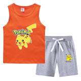 Children Pokemon Pikachu Tshirts & Shorts Vest Middle Pants Sports Casual Thin Two Pieces