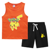 Children Pokemon Pikachu Tshirts & Shorts Vest Middle Pants Sports Casual Thin Two Pieces