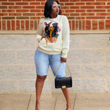 Women Plus Size Denim Shorts High Waist Slim Ripped Denim Shorts