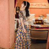 Women Cottagecore Dress Summer Puff Sleeve Dress