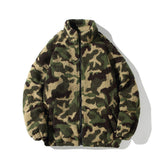 Men's Autumn Winter Coat Winter Men's Stand Collar Camouflage Lamb Wool Cotton-Padded Jacket