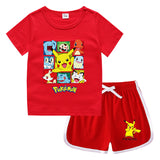 Children Pokemon Pikachu Tshirts & Shorts Casual Sweat Wicking Suit Neutral