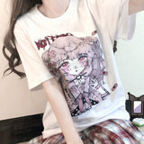 Gothic Lolita Harajuku Style Clothing Adhesive Bandage Girl Short Sleeve Printed T-shirt Women