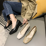 Nude Chunky Heel Casual Mary Jane Shoes