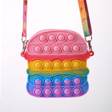 Pop Fidget Toys It Purse Hamburger Bag Pop It Children Coin Purse Silicone Messenger Bag Bubble Music