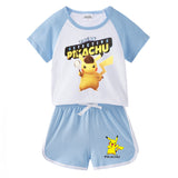 Children Pokemon Pikachu Tshirts & Shorts Short-Sleeved T-shirt Shorts Two-Piece Sports Neutral
