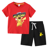 Children Pokemon Pikachu Tshirts & Shorts Cotton Short Sleeve Shorts Two Pieces Neutral