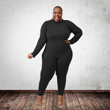 Women Plus Size Co-Ords Knitted Stretch Slim Fit Loungewear Suit