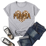 Boy Mama T Shirt Leopard Print Love Mama Printed Short Sleeve round Neck T-shirt