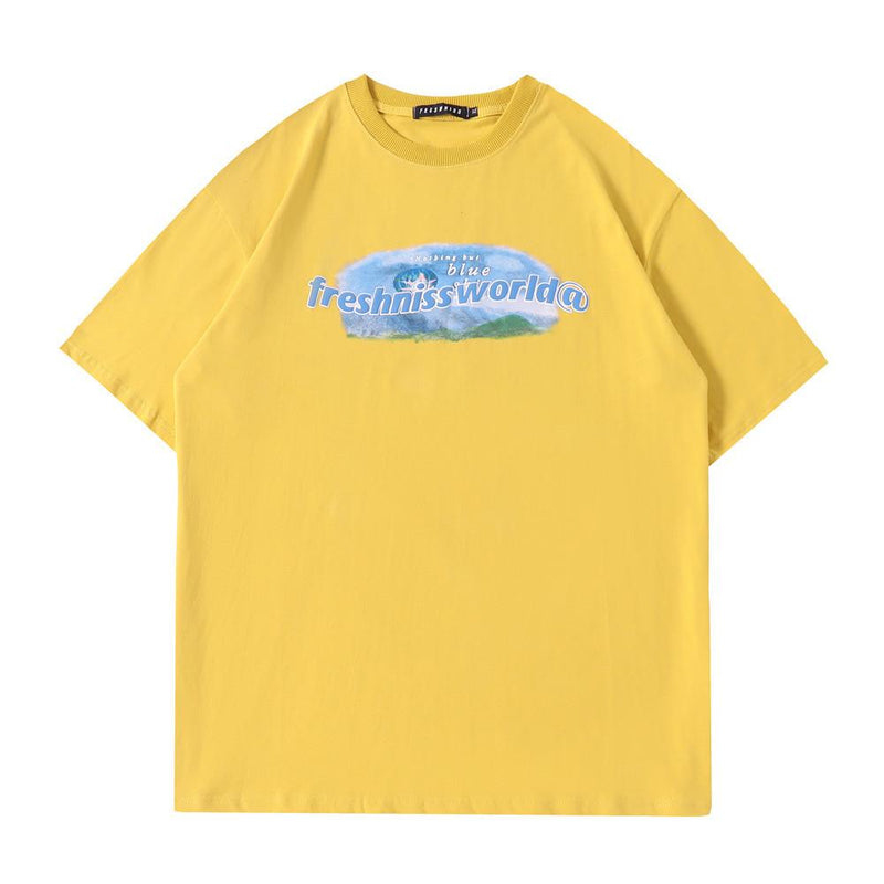 Men T Shirt Summer Casual Tops Landscape Printing Short Sleeve T-shirt Men's round Neck Half Sleeve Street Fashion Loose Pullover Half Sleeve T-shirt