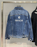 Spray Painted Jacket Autumn and Winter Washed Worn Ripped Denim Jacket