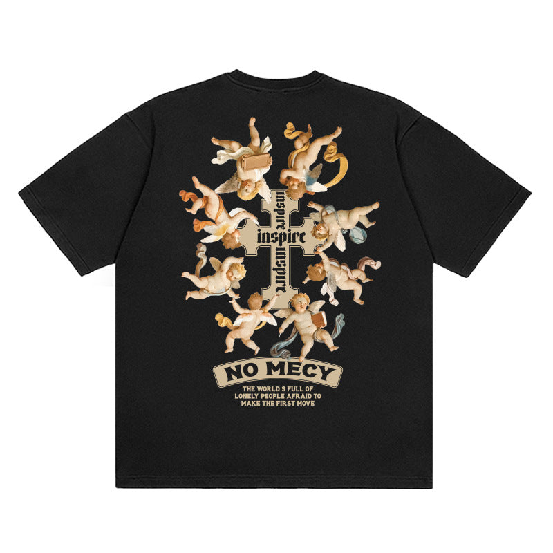 Present Angel T Shirt Spring and Summer Print Top High Street Men and Women Loose