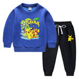 Children Pokemon Pikachu Hoodie & Pant Set Fleece Lined Padded Warm Keeping Winter Clothes Sweatershirt Suit
