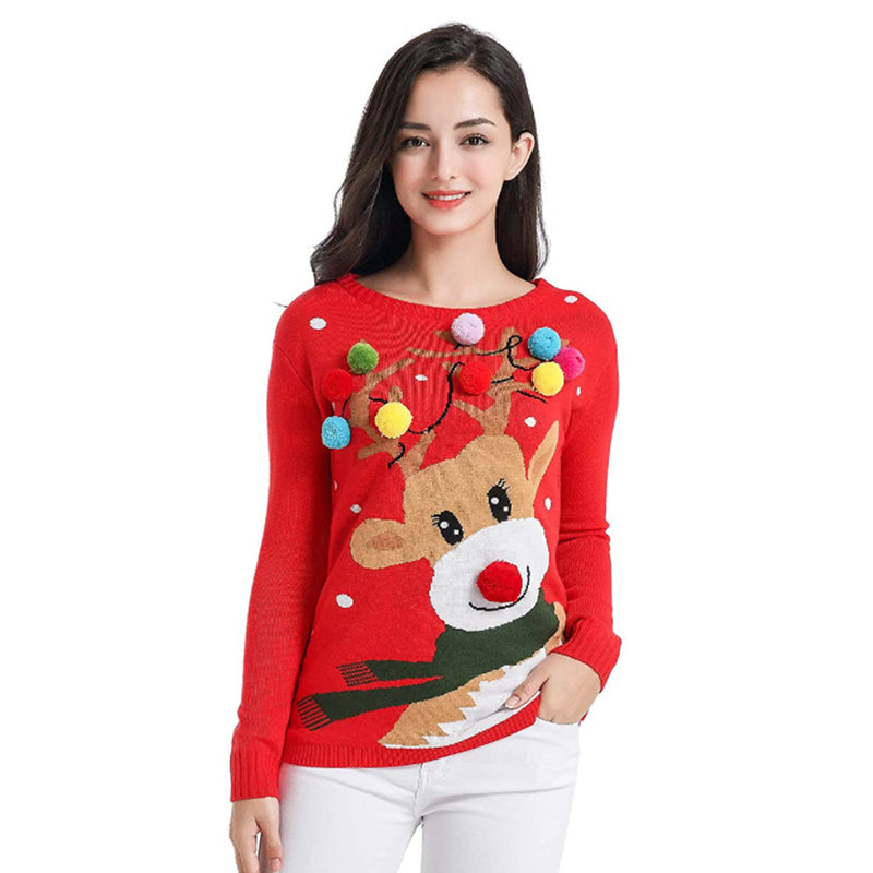 Ugly Christmas Sweater Autumn and Winter Elk Sweater for Women