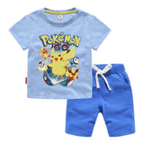 Children Pokemon Pikachu Tshirts & Shorts Cotton Short Sleeve Shorts Two Pieces Neutral