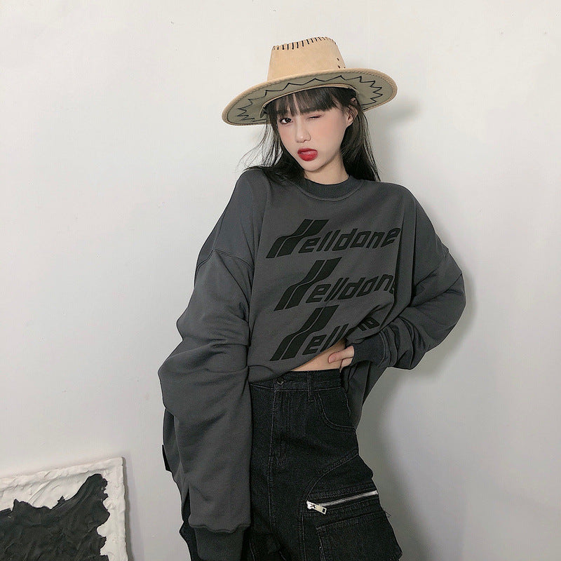 We11done Hoodie Letter round Neck Loose Men's and Women's Sweater
