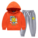 Children Pokemon Pikachu Hoodie & Pant Set Fleece Lined Padded Warm Keeping Sweatshirt Set