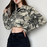 Nina Parker Camo Jacket Workwear Camouflage Short Coat for Women