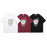 Men T Shirt Summer Casual Tops Men's Clothes Summer Wear Vintage Men's round Neck Short Sleeve Casual Loose Cartoon Rabbit Printed T-shirt