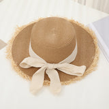 Straw Hat Bow Straw Hat Summer Outdoor Sun Protection Seaside Beach Hat