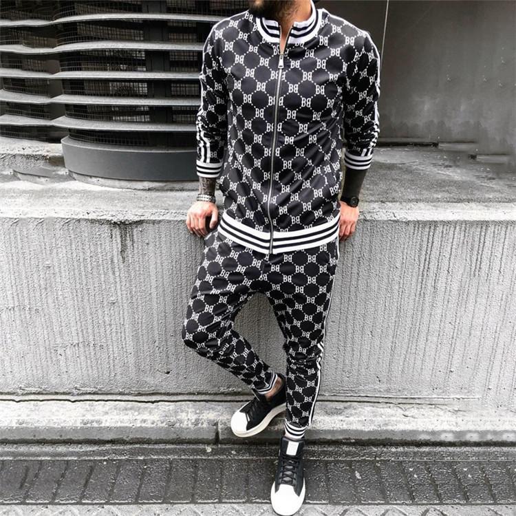 Men′s Athletic Tracksuit Sweat Suits for Men Outfits Spring and Autumn Fashion Outdoor Leisure Men's Clothing Coat Trousers Sportswear