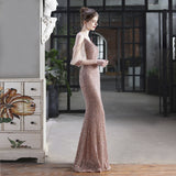 Sequin Evening Dress Slim-Fit Fishtail Skirt
