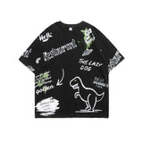 Men T Shirt Summer Casual Tops Men's Clothes Summer Wear Vintage Men's round Neck Short Sleeve Casual Loose Cartoon Dinosaur T-shirt