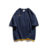 Men T Shirt Summer Casual Tops Men's Men's round Neck Short Sleeve Casual Loose Puff Print Fake Two Pieces