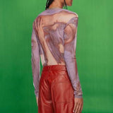 Transparent Shirt for Men Long Sleeve See-through Elastic Transparent Sexy T-shirt
