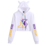 In Memory of Kobe Hoodie Kobe Memorial Clothing Casual Navel Cat Ears Hooded Sweater for Women