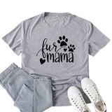 Boy Mama T Shirts Fur Mama Letter Print Short-Sleeve T-shirt