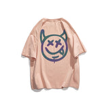 Men's T-shirt Cotton Short-Sleeved T-shirt Men's Summer Loose Casual Half Sleeves Clothes Men's Devil Print T-shirt