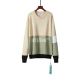 Off White Winter Fleece Sweatshirts Autumn and Winter Stitching Letter Crew Neck Pullover Knitted Sweater