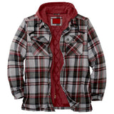 Mens Flannel Jacket with Hoodie Autumn Thickened Cotton-Padded Coat Plaid Long Sleeve Hooded Hooded Jacket Coat