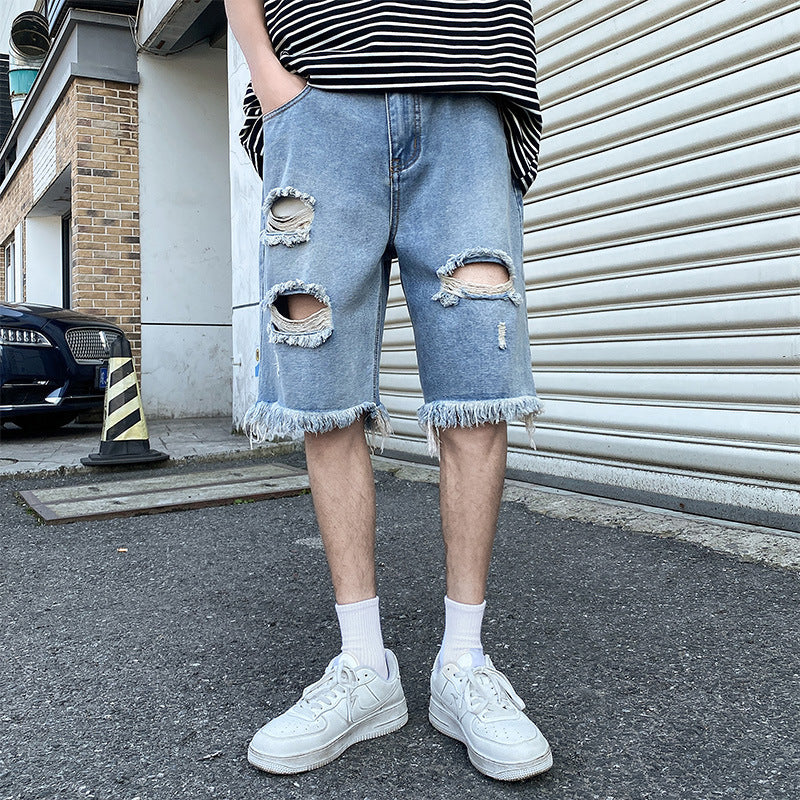 Men Shorts Ripped Denim Shorts