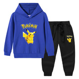 Children Pokemon Pikachu Hoodie & Pant Set Sweater Trousers Two-Piece Baby Cotton Suit