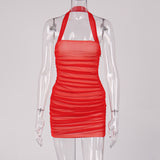 Women Summer Dresses Mini DressSummer Fashion Sexy Mesh Pleats Short Skirt Dress for Women