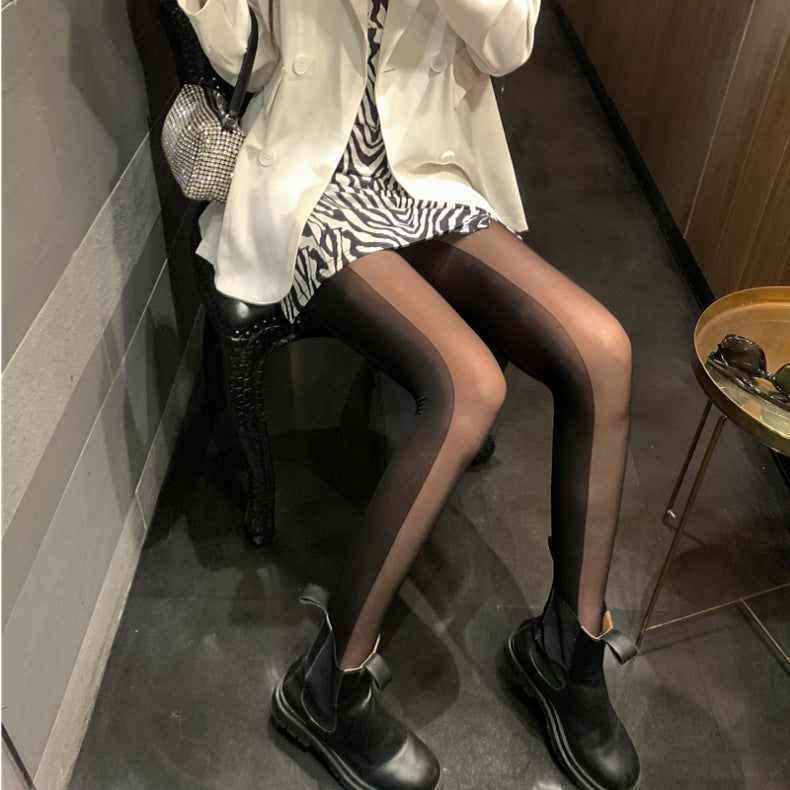 Women Legging Black Panel Shadow Slim Looking Base Stockings