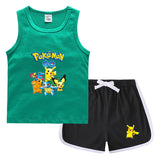 Children Pokemon Pikachu Tshirts & Shorts Casual Sports Sweat-Absorbent Suit Neutral