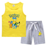 Children Pokemon Pikachu Tshirts & Shorts Vest Middle Pants Sports Casual Thin Two Pieces