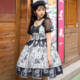 Gothic Lolita Harajuku Style Clothing Lolita Dress Black and White Alice JSK Black and White Color Matching Irregular Dress Female