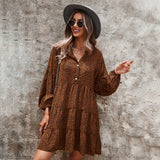 Beth Dutton Outfits Long Sleeve Leopard Print Stud for Autumn and Winter Printed Dress