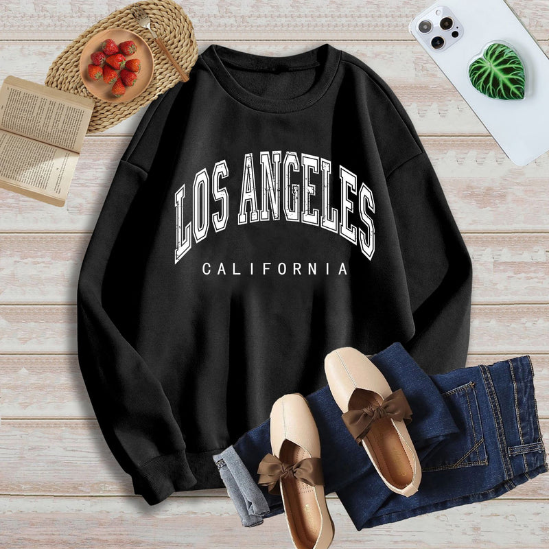 Diana Harvard Sweatshirt Los Angeles Printed Drop Shoulder round Neck Sweatshirt Long Sleeve T-shirt