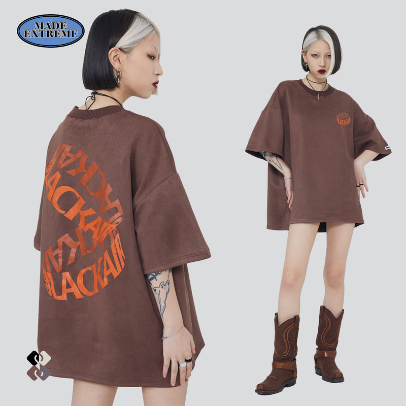 Blackair T Shirt Blackair Spring/Summer New Short Sleeve Men's American Retro Street Loose Bottoming Shirt Printed Suede Short Sleeve