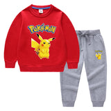 Children Pokemon Pikachu Hoodie & Pant Set Two-Piece Baby Cotton Sweater Set