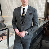 Seersucker Suit Slim Three-Piece Suit Striped Suit