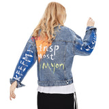 Spray Painted Jacket Spring and Autumn Denim Jacket Women's Loose Top